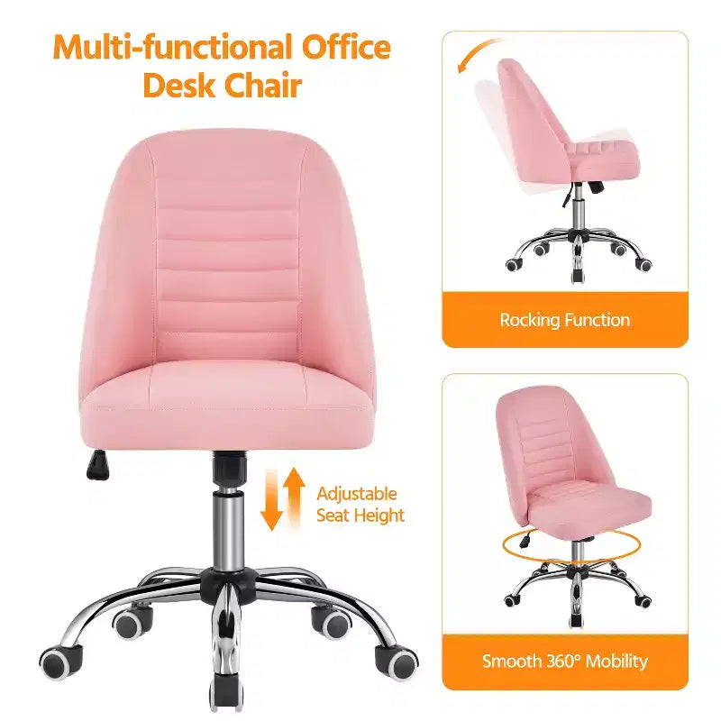 Chaise de bureau à dossier mi-haut en similicuir avec piètement en métal chromé