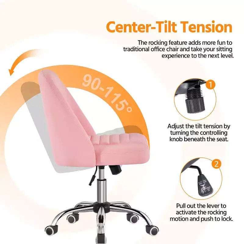 Chaise de bureau à dossier mi-haut en similicuir avec piètement en métal chromé
