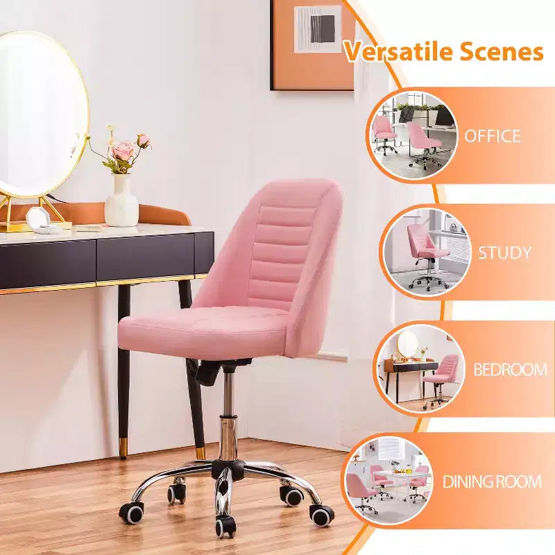 Chaise de bureau à dossier mi-haut en similicuir avec piètement en métal chromé