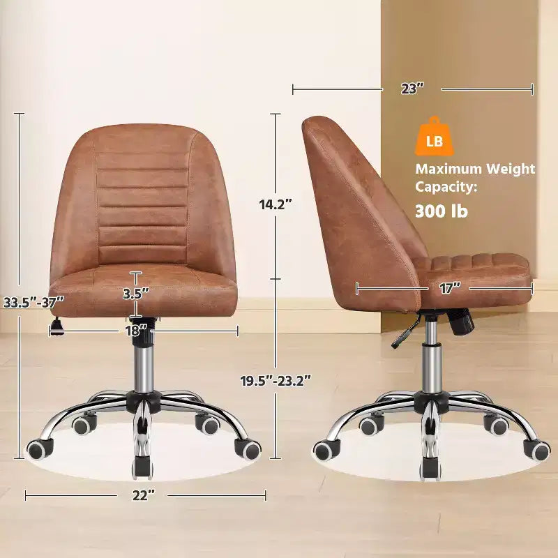 Chaise de bureau à dossier mi-haut en similicuir avec piètement en métal chromé