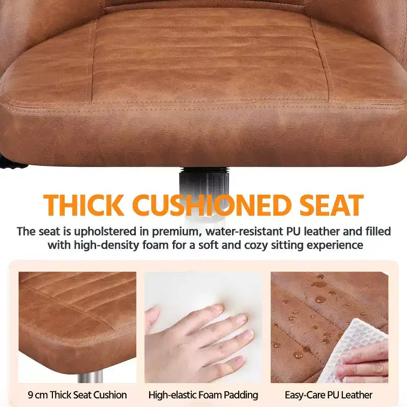 Chaise de bureau à dossier mi-haut en similicuir avec piètement en métal chromé