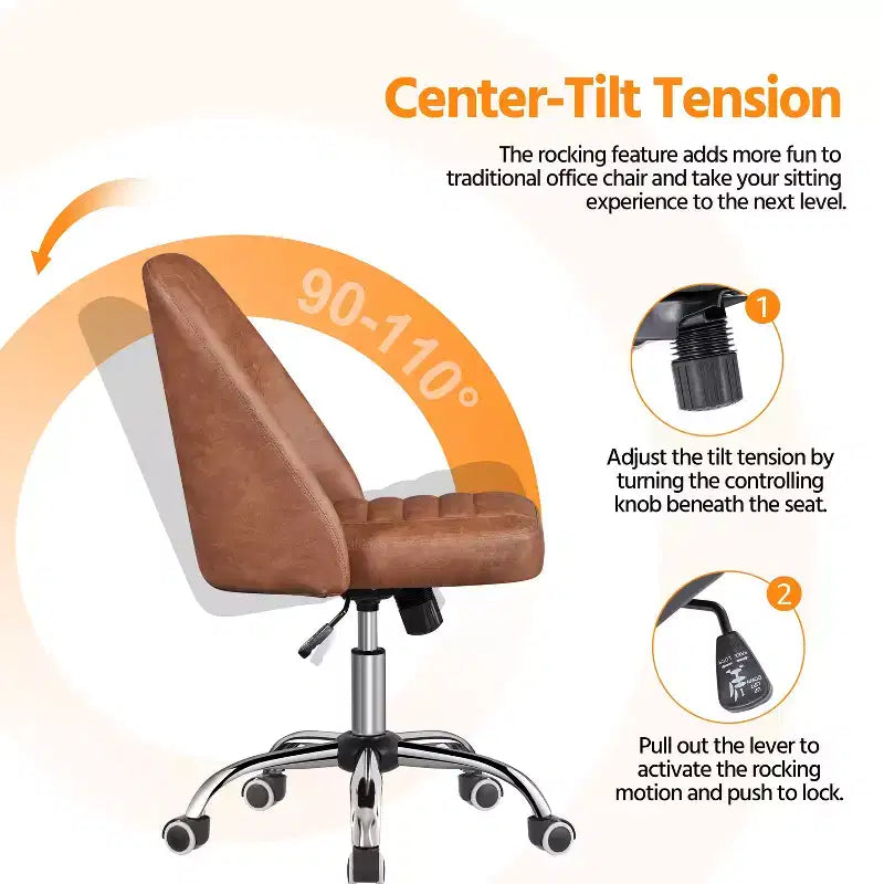 Chaise de bureau à dossier mi-haut en similicuir avec piètement en métal chromé