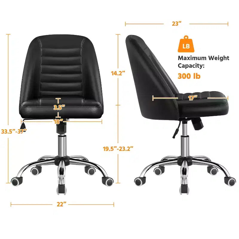 Chaise de bureau à dossier mi-haut en similicuir avec piètement en métal chromé