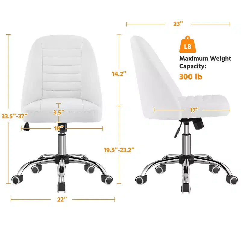 Chaise de bureau à dossier mi-haut en similicuir avec piètement en métal chromé