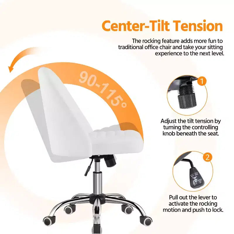 Chaise de bureau à dossier mi-haut en similicuir avec piètement en métal chromé