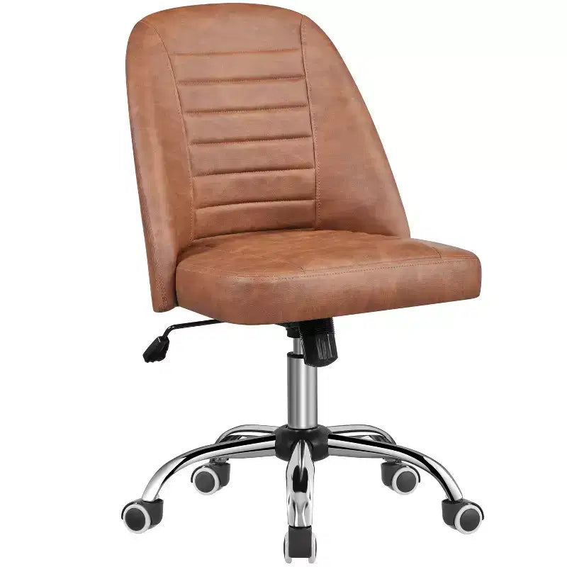Chaise de bureau à dossier mi-haut en similicuir avec piètement en métal chromé
