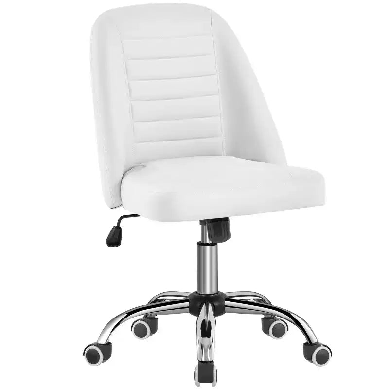Chaise de bureau à dossier mi-haut en similicuir avec piètement en métal chromé